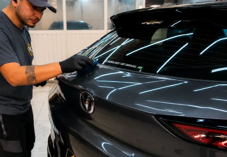 Carro polido no servi&ccedil;o de est&eacute;tica automotiva da BOX688